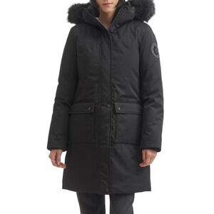 Toboggan Canada Womens Black Featherless Parka Faux Fur Hood Winter Coat Small